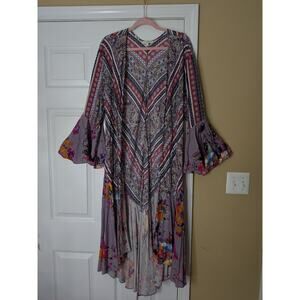 Umgee Boho Floral Paisley Dress XL Bell Sleeve Flowy Festival Midi Floral Fairy